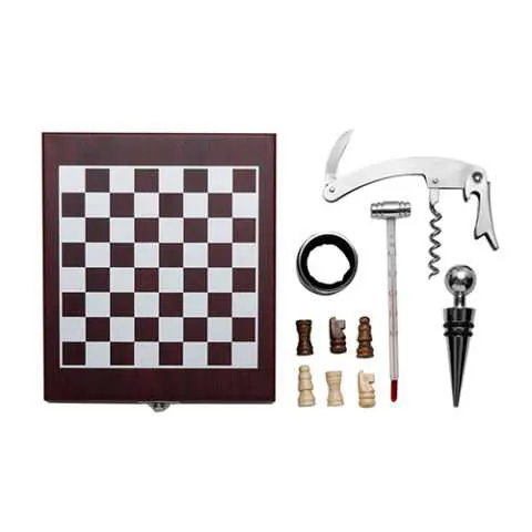 Kit vinho xadrez com 4 peças personalizado