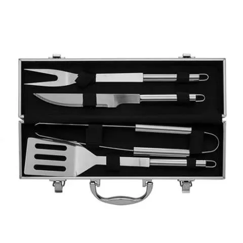 Kit Churrasco 4 peças com Maleta de Alumínio personalizado
